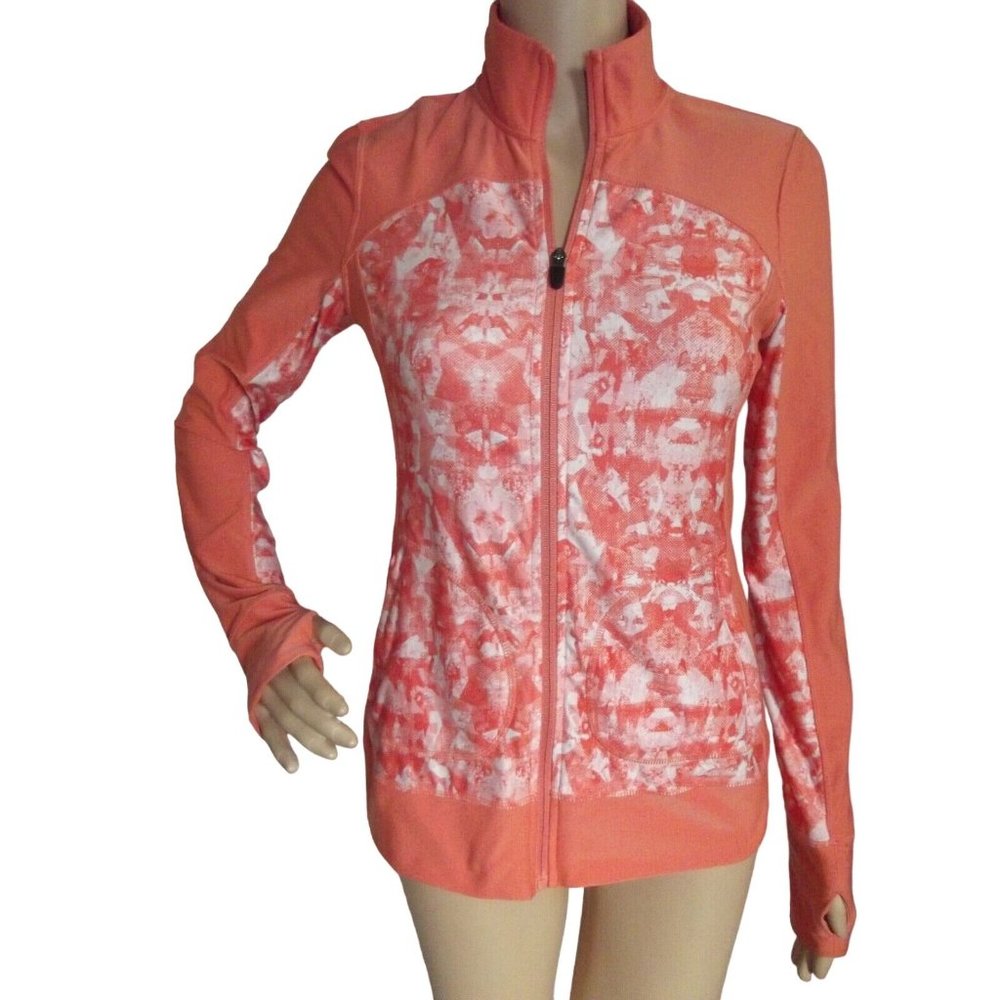 Eddie Bauer Women's XS Orange Motion Active Track Zip Jacket jog thumb holes